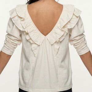 Anthropologie ruffled long sleeve top 100% cotton